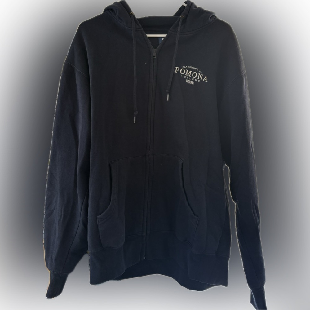 Pomona College blue zip-up hoodie sweatshirt medium